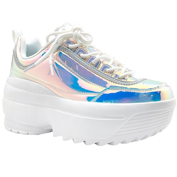 Berness - LILY 5005 Cosmic Trance Holographic Platform Sneakers - Picture 5 of 6